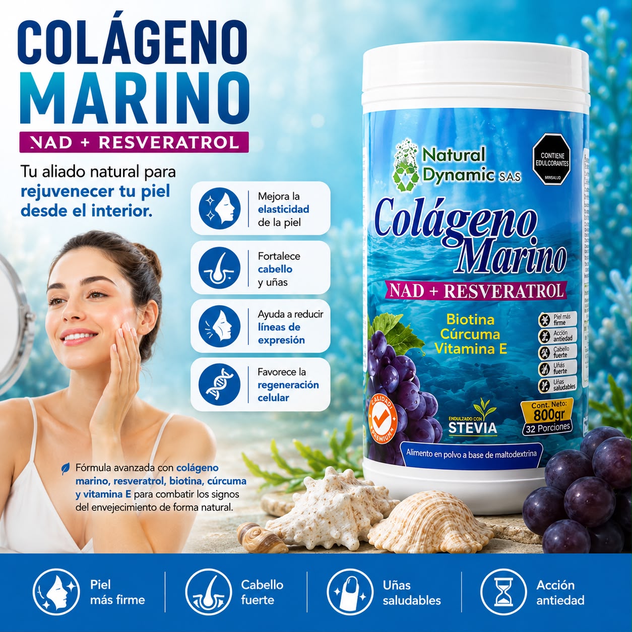 Colágeno Marino con Resveratrol I rejuvenecimiento integral